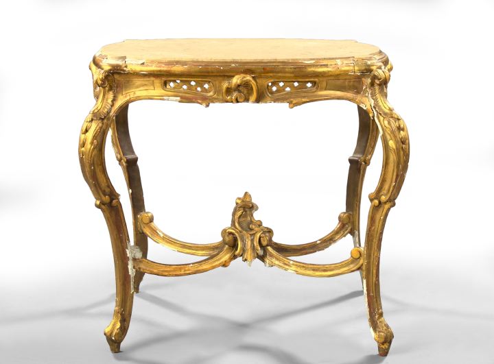 Appraisal: Louis XV-Style Giltwood and Marble-Top Center Table third quarter th