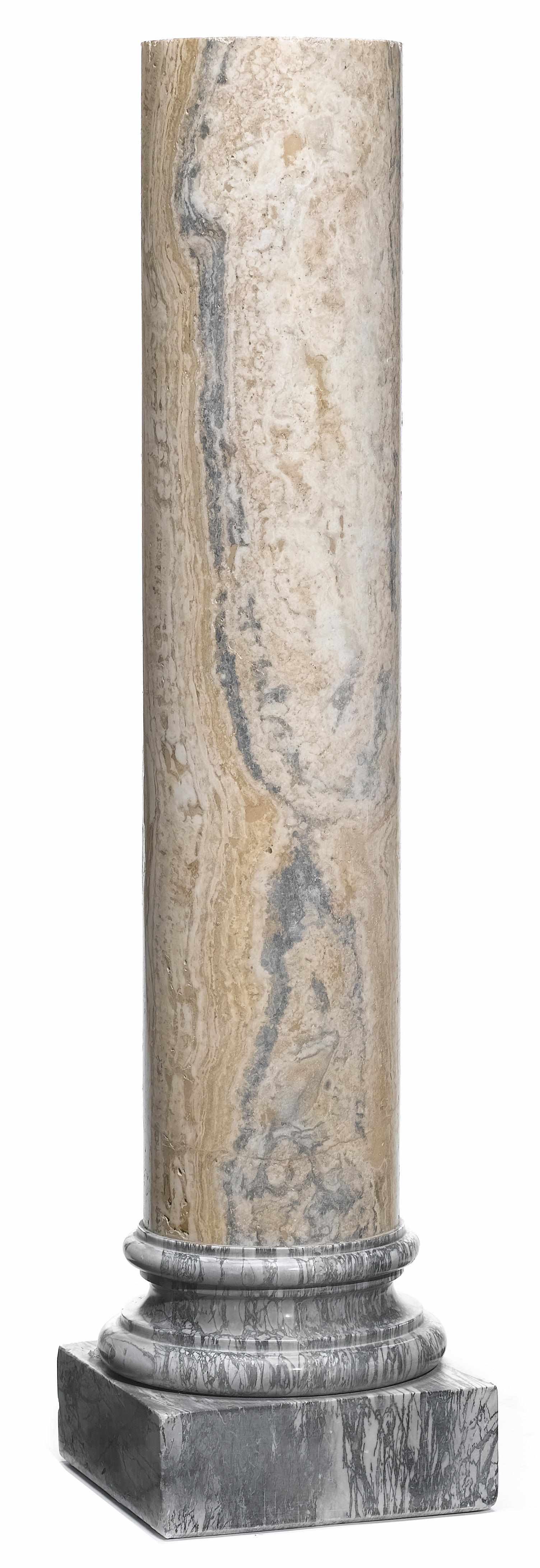 Appraisal: An Italian veined white and gray marble columnar pedestal late