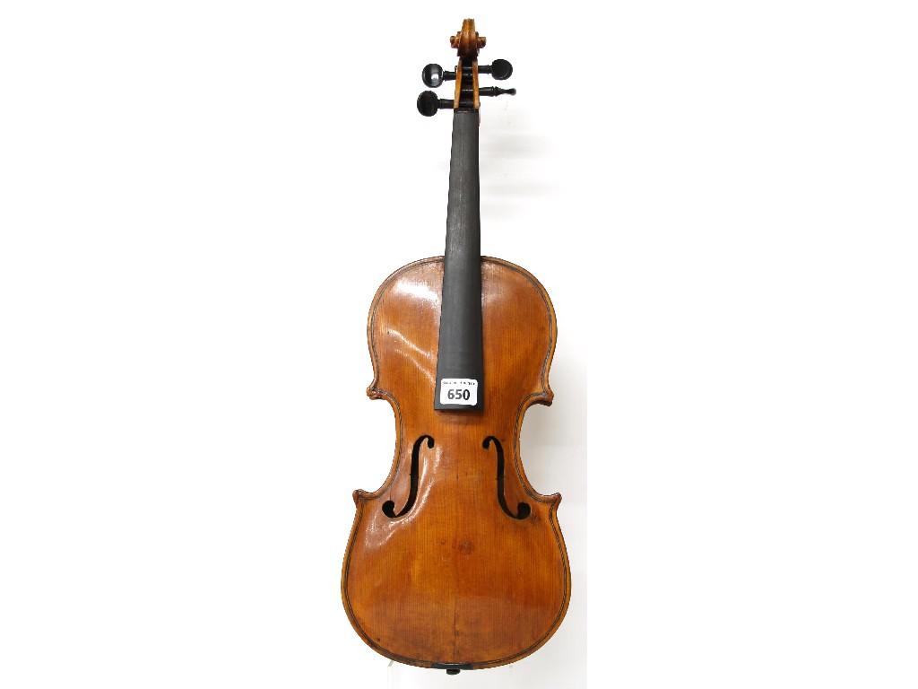 Appraisal: Early th century English violin by and labelled George Wilks