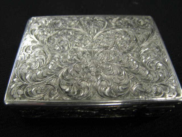 Appraisal: Sterling Silver Compact with Lipstick Holder Italian overall finely engraved