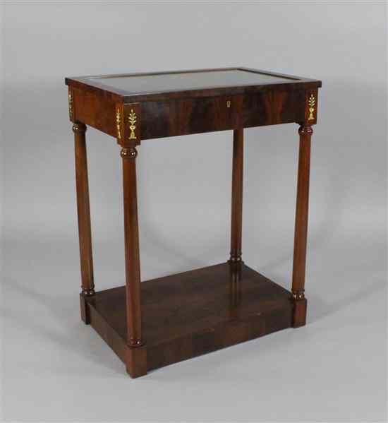 Appraisal: An Edwardian Empire design mahogany bijouterie table by Mappin Webb