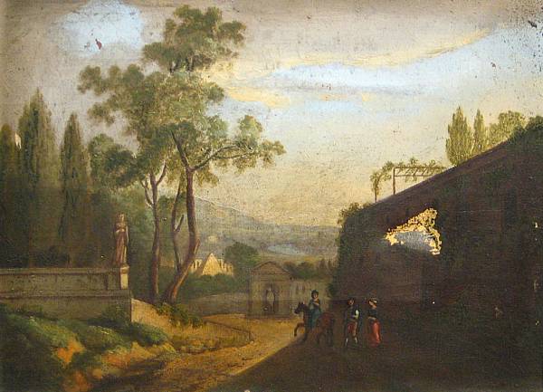 Appraisal: Continental School th Century An Italianate landscape with figures on