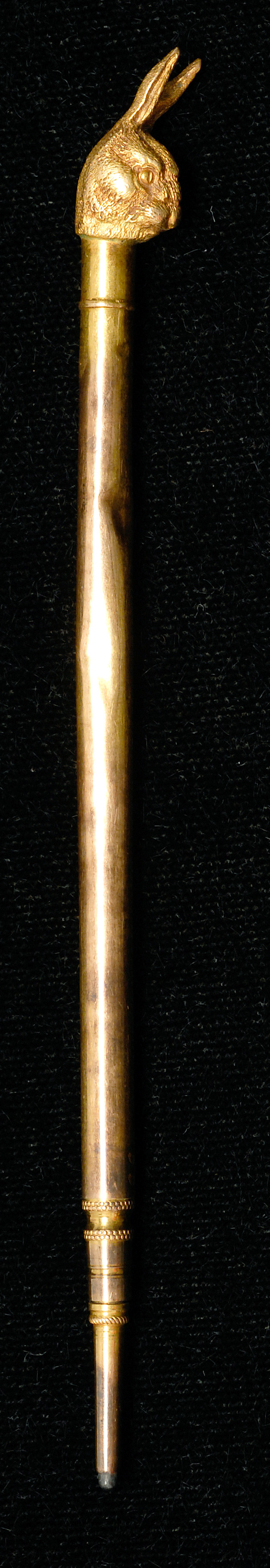 Appraisal: FRENCH YELLOW GOLD MECHANICAL PENCIL Late th CenturyWith rabbit's-head design