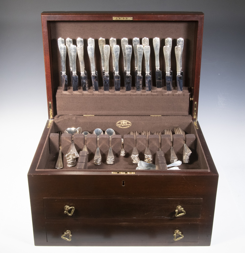 Appraisal: TIFFANY CO FLEMISH STERLING SILVER FLATWARE Cased Piece Set of