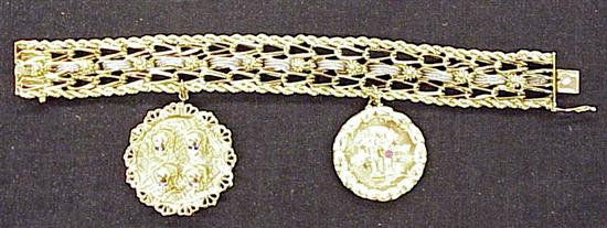 Appraisal: JEWELRY K yellow and white gold bracelet wide width with