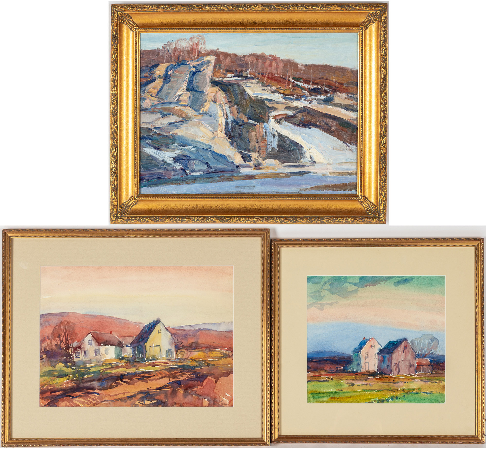 Appraisal: GEORGE RENOUARD AMERICAN - Including two watercolors and oil on