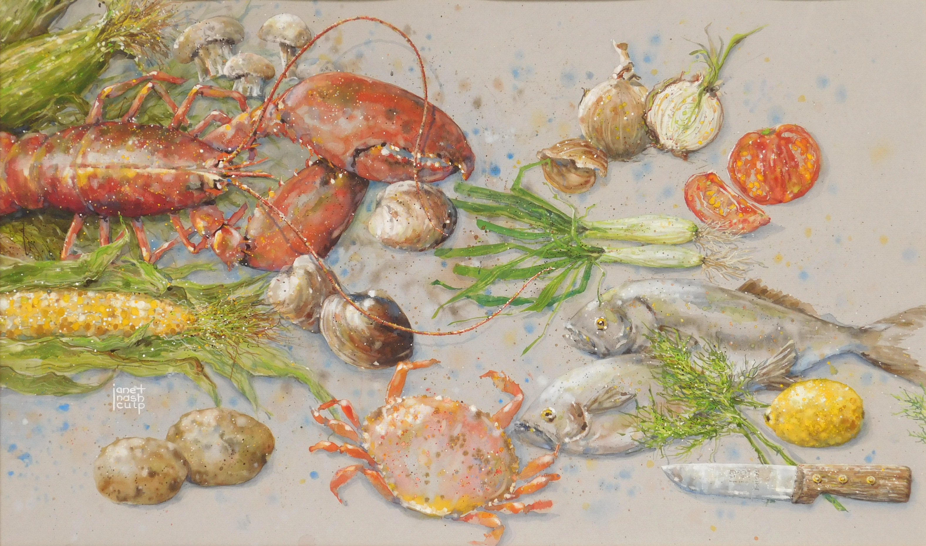 Appraisal: Janet Nash Culp American th c Sea Creatures- watercolor on