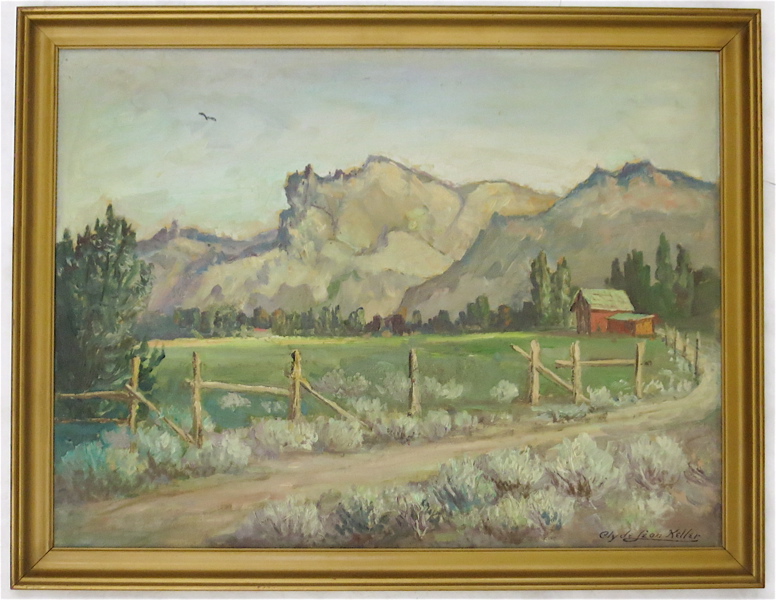 Appraisal: CLYDE LEON KELLER OIL ON CANVAS BOARD Oregon - Land