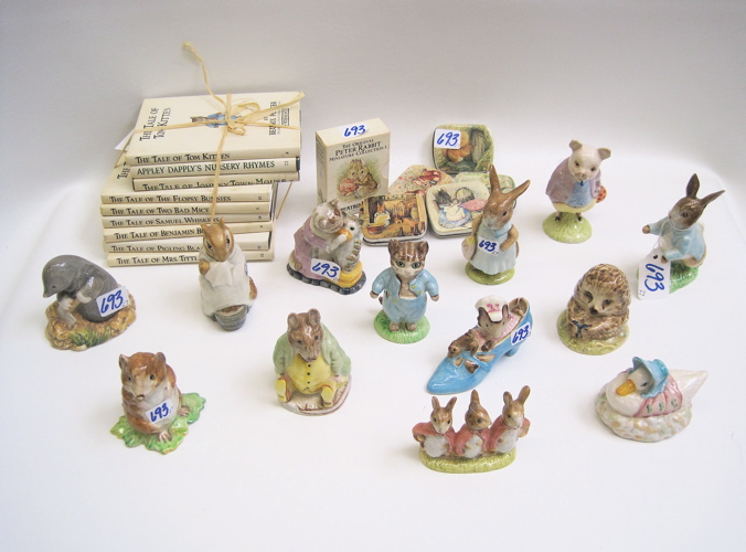 Appraisal: BEATRIX POTTER PORCELAIN FIGURINES BOOKS TINS pieces Beswick England figurines