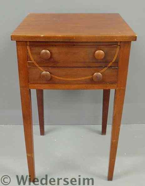 Appraisal: Hepplewhite mahogany two-drawer stand early th c with an unusual