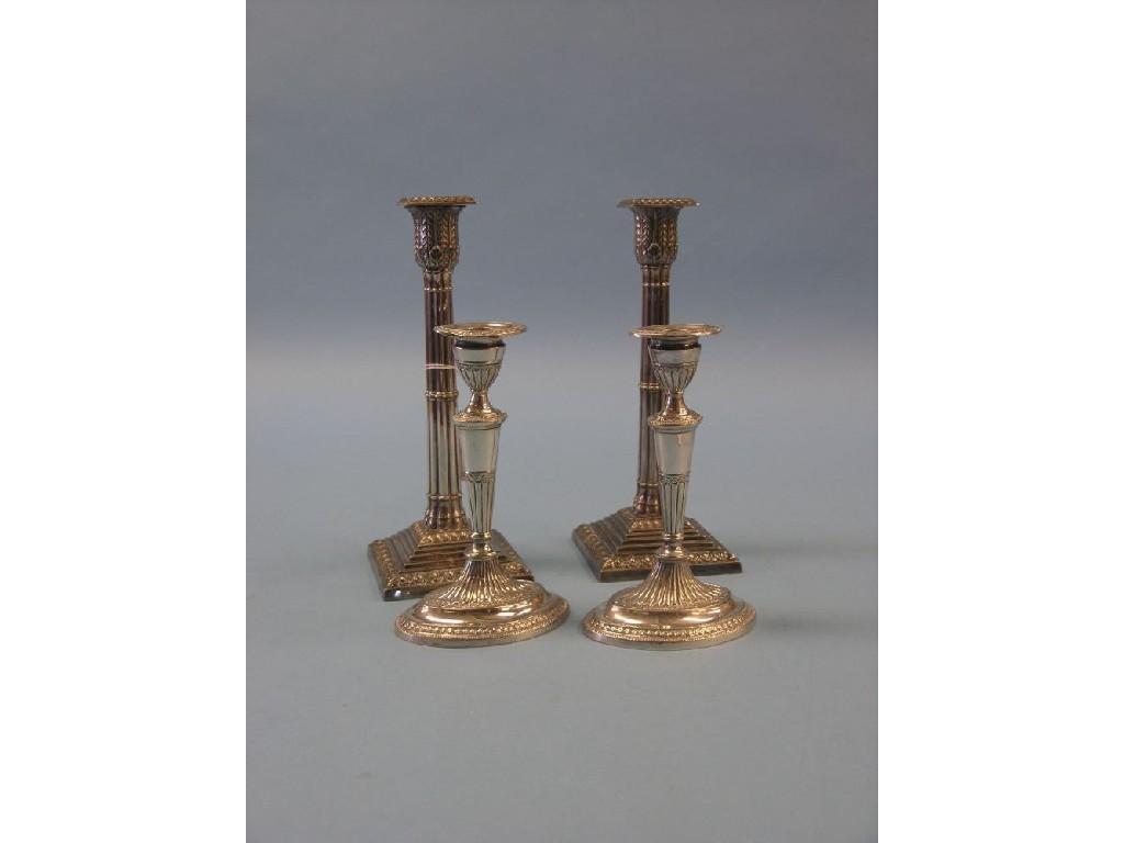 Appraisal: A pair of Victorian silver plated candlesticks reeded classical form