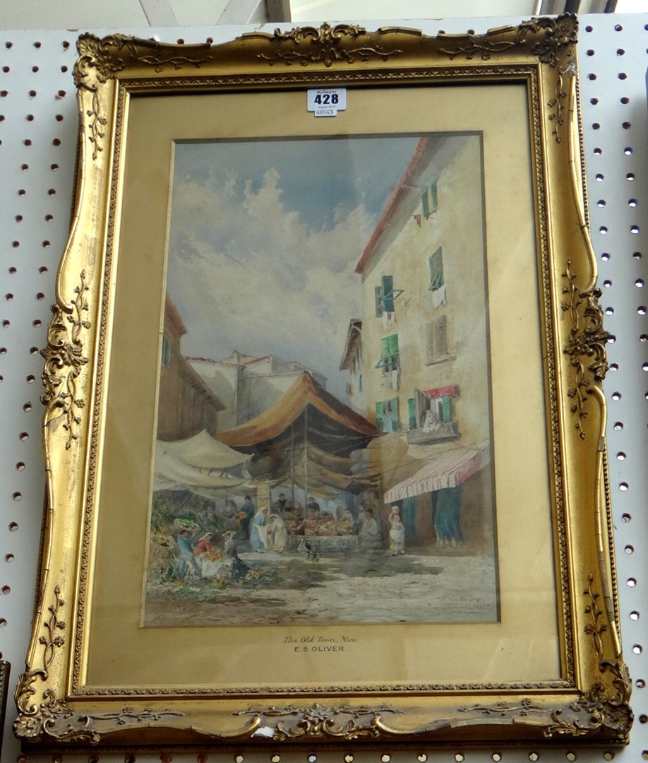 Appraisal: Emma S Oliver - The Old Town Nice watercolour signed