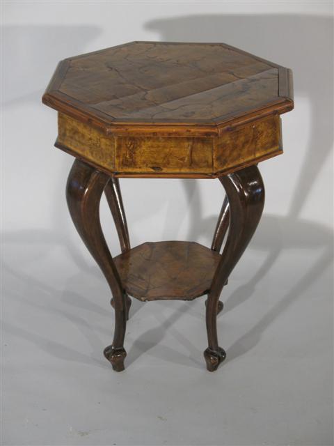 Appraisal: CONTINENTAL WALNUT OCTAGONAL SIDE TABLE h w in