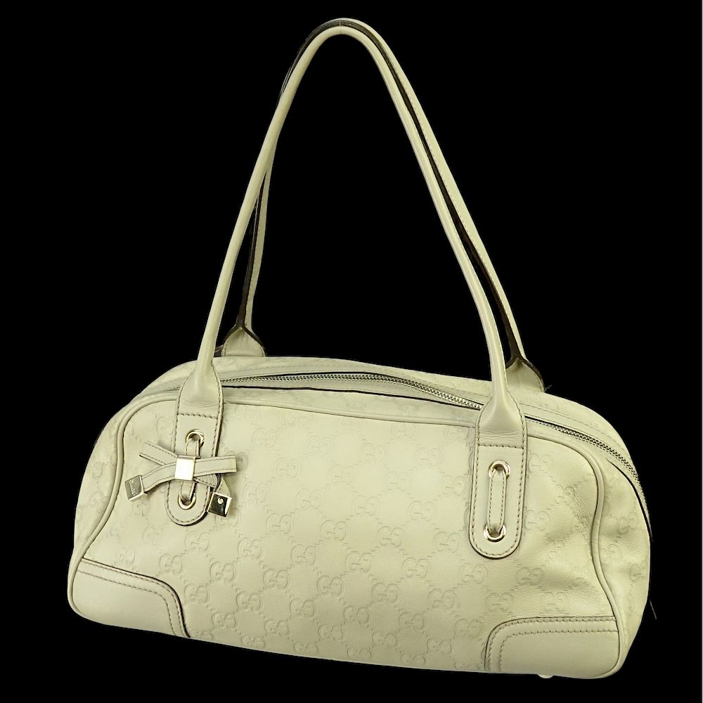 Appraisal: Gucci Ivory Guccissima Leather Princy Boston Bag Gucci Ivory Guccissima