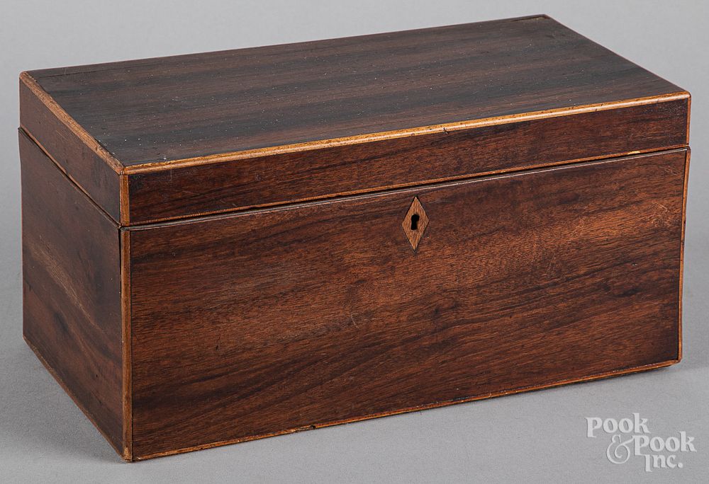 Appraisal: Rosewood tea caddy th c Rosewood tea caddy th c