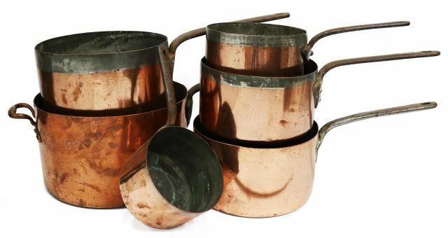 Appraisal: lot of Graduated copper saucepans th c all with long