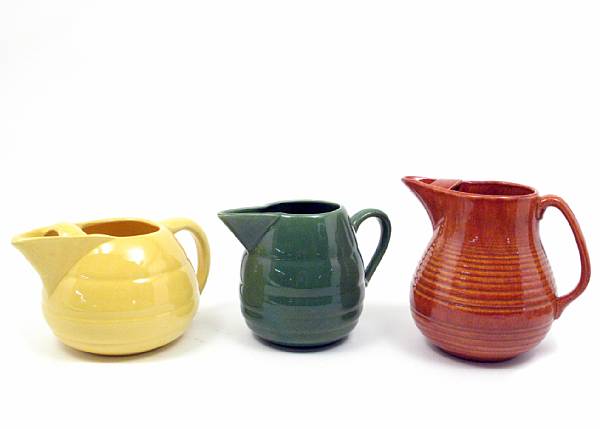 Appraisal: A Bauer pottery collection nine pitchers height of tallest in