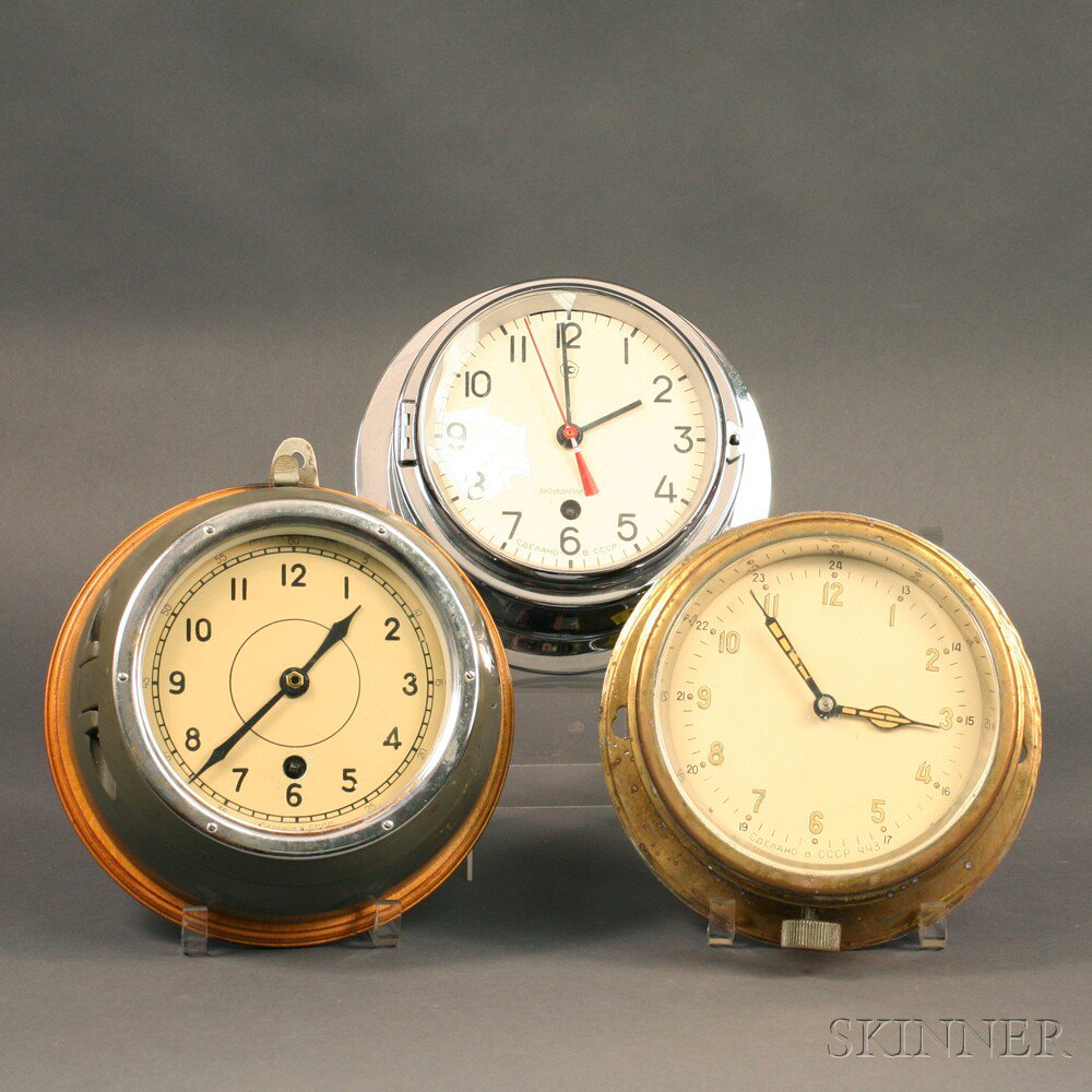 Appraisal: Three Russian Naval Submarine Clocks mid- th century the brass