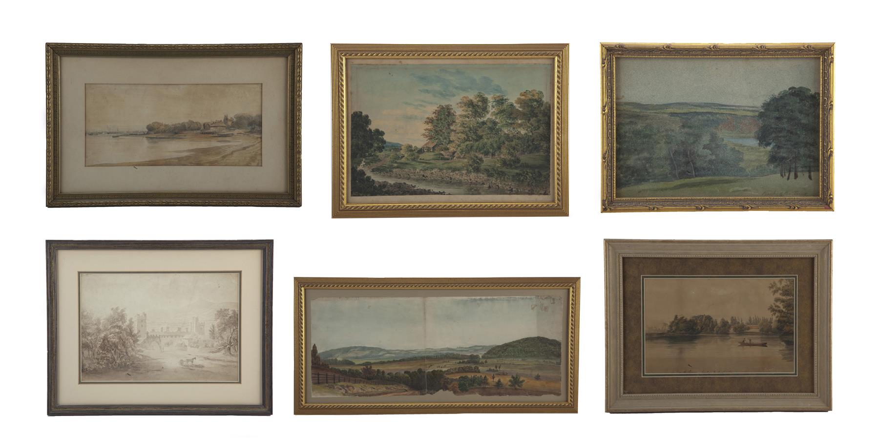 Appraisal: SIX LANDSCAPES BY JOHN CHRISTIAN SCHETKY ENGLAND - Watercolor on