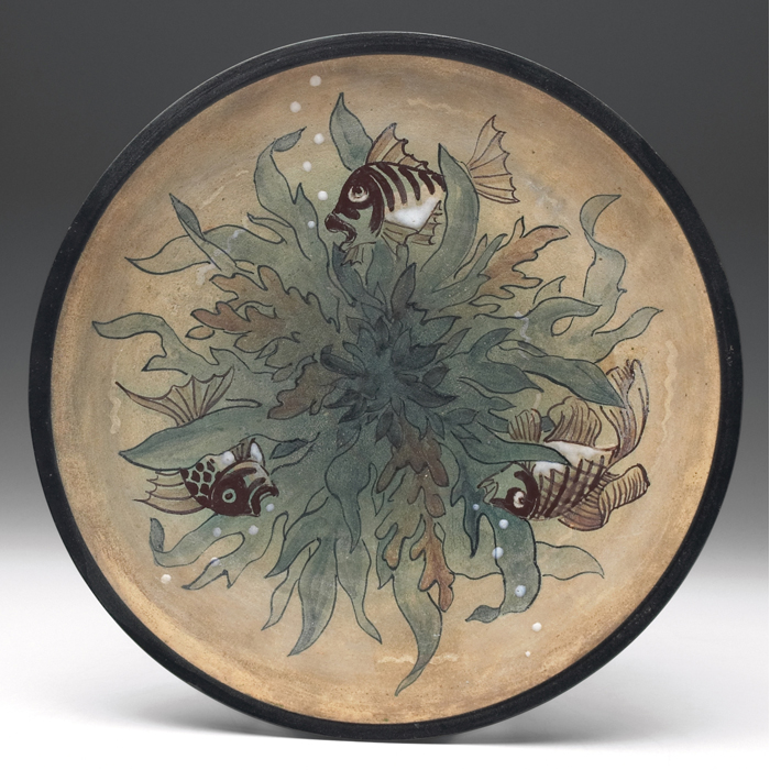 Appraisal: Cybourg plate designed by R LeCorrone bisque with black glaze