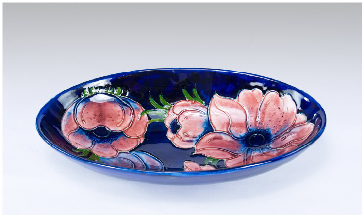 Appraisal: Moorcroft Dish Anemone Range on Royal Blue Ground Full Moorcroft