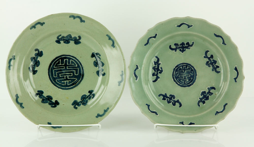 Appraisal: - Chinese Celadon and Blue Plates Celadon and blue plates