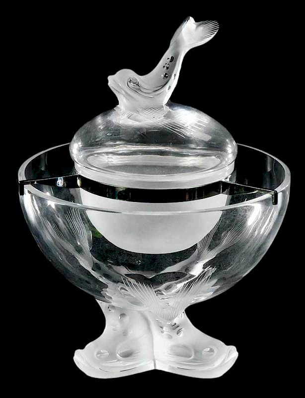 Appraisal: Lalique Igor Caviar Glass Bowl engraved Lalique France with Made