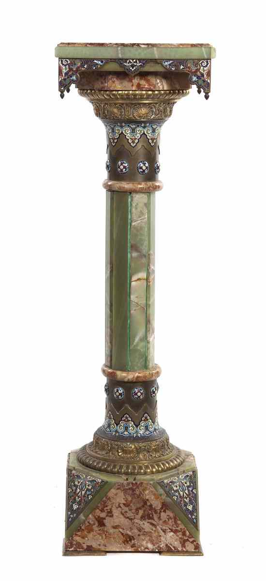 Appraisal: A Continental Onyx Champleve and Gilt Bronze Mounted Pedestal having