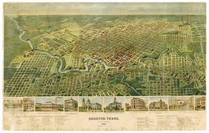 Appraisal: piece American Bird's-Eye City View Chromolithograph Westyard A L Houston