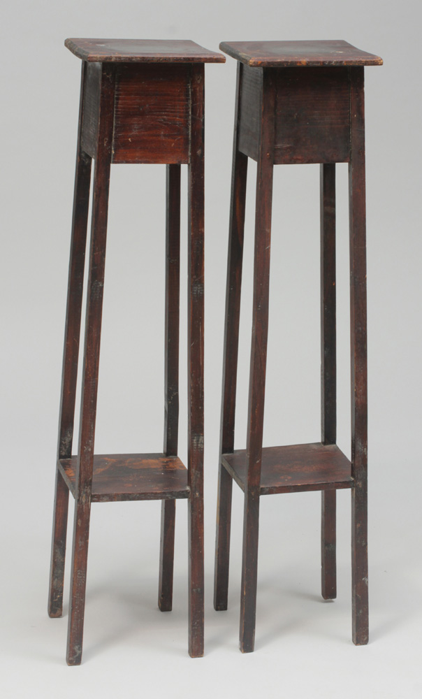 Appraisal: Pair of English Arts and Crafts Stained Pine Plant Stands