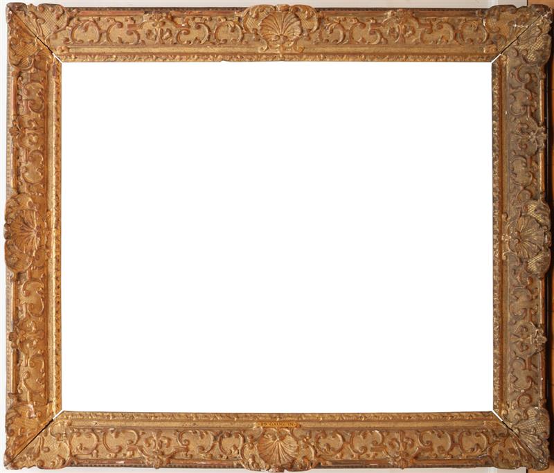 Appraisal: R GENCE CARVED GILTWOOD AND GESSO PICTURE FRAME Carved at