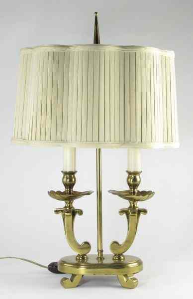 Appraisal: Decorator Double Arm Table Lampbrass tone metal table lamp double