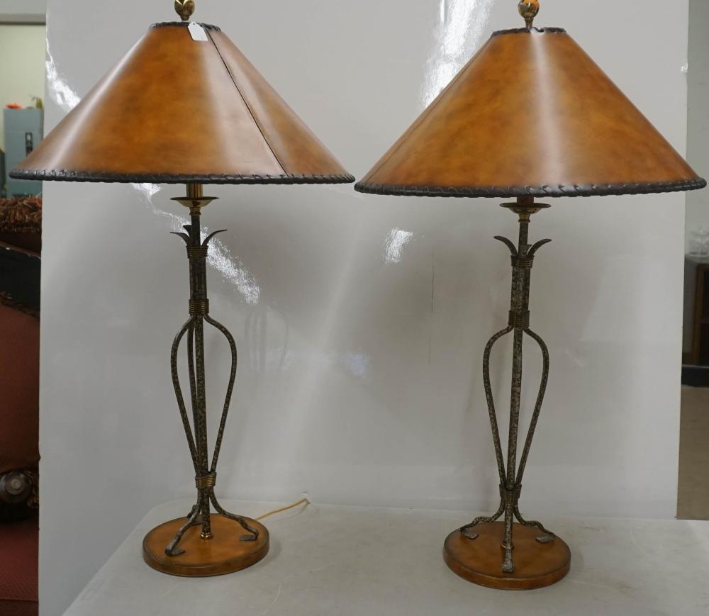 Appraisal: PAIR OF MAITLAND SMITH PATINATED METAL TABLE LAMPS H IN