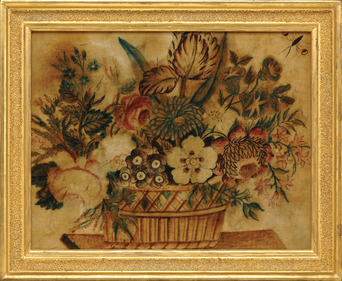 Appraisal: THEOREM PAINTING OF A BASKET OF FLOWERS WITH TULIPS AND