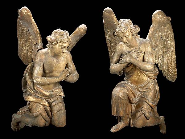 Appraisal: A superb pair of French Baroque giltwood angels first half