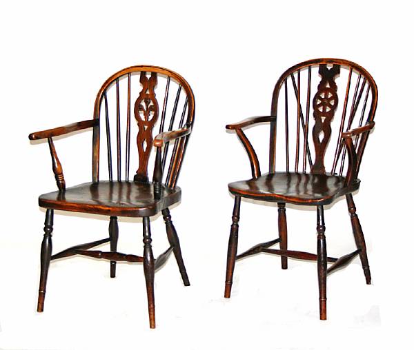 Appraisal: Two similar George III mixed wood Windsor chairs late th