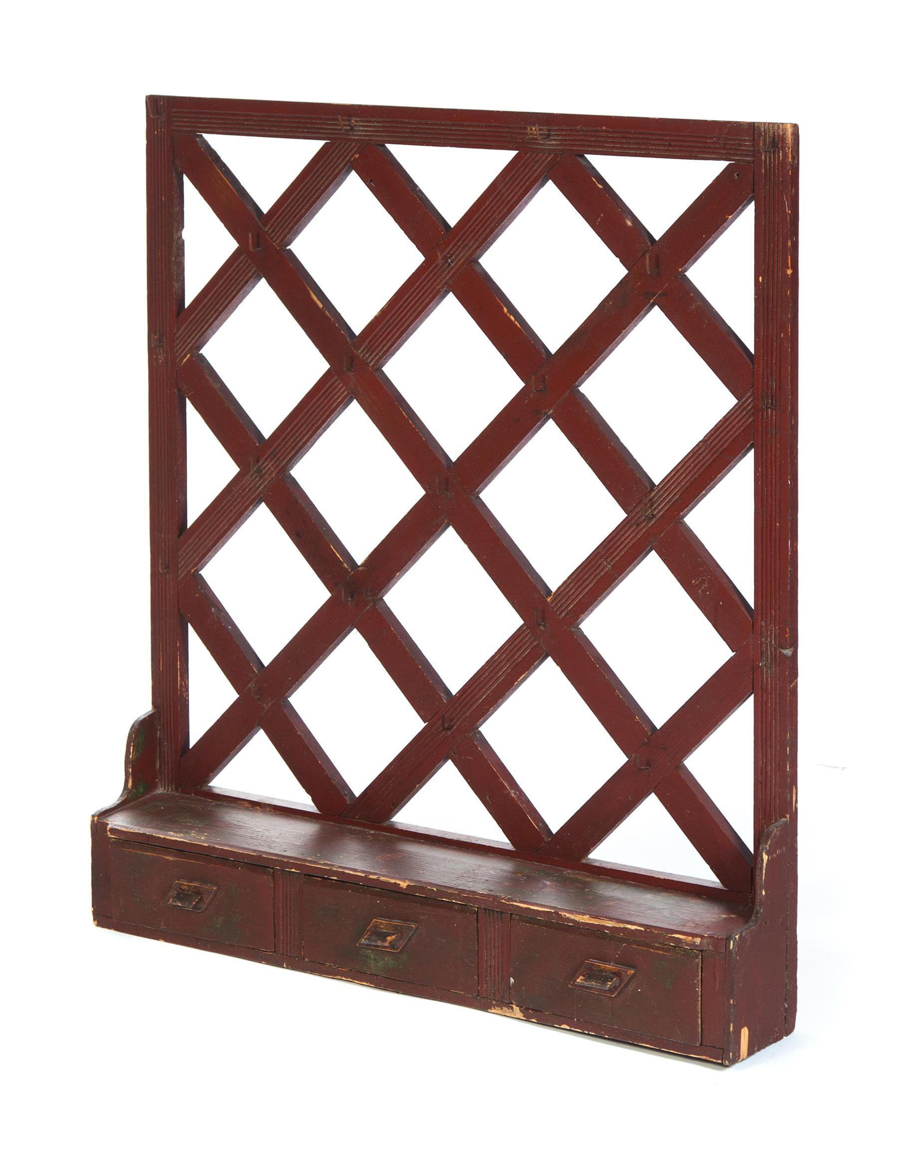 Appraisal: AMERICAN HERB DRYING RACK Late th-early th century pine Lattice