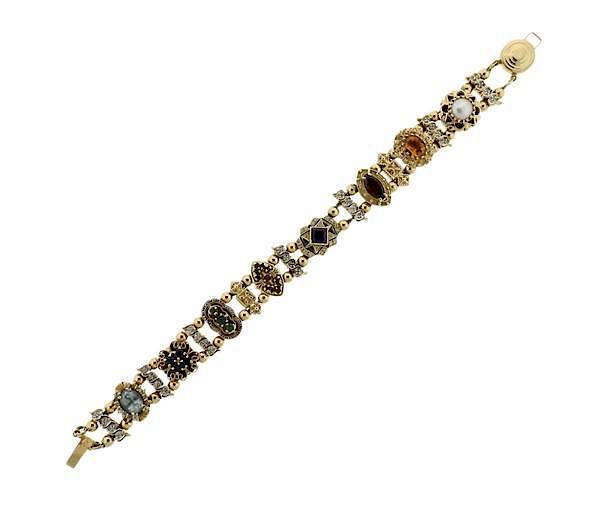 Appraisal: Vintage Joshua K Diamond Gold Multi Stone Slide Bracelet METAL