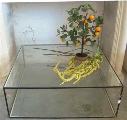 Appraisal: GLASS AND METAL MODERN COFFEE TABLE h w d in