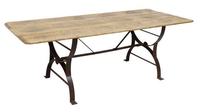 Appraisal: English rustic waxed pine dining table late th c rising