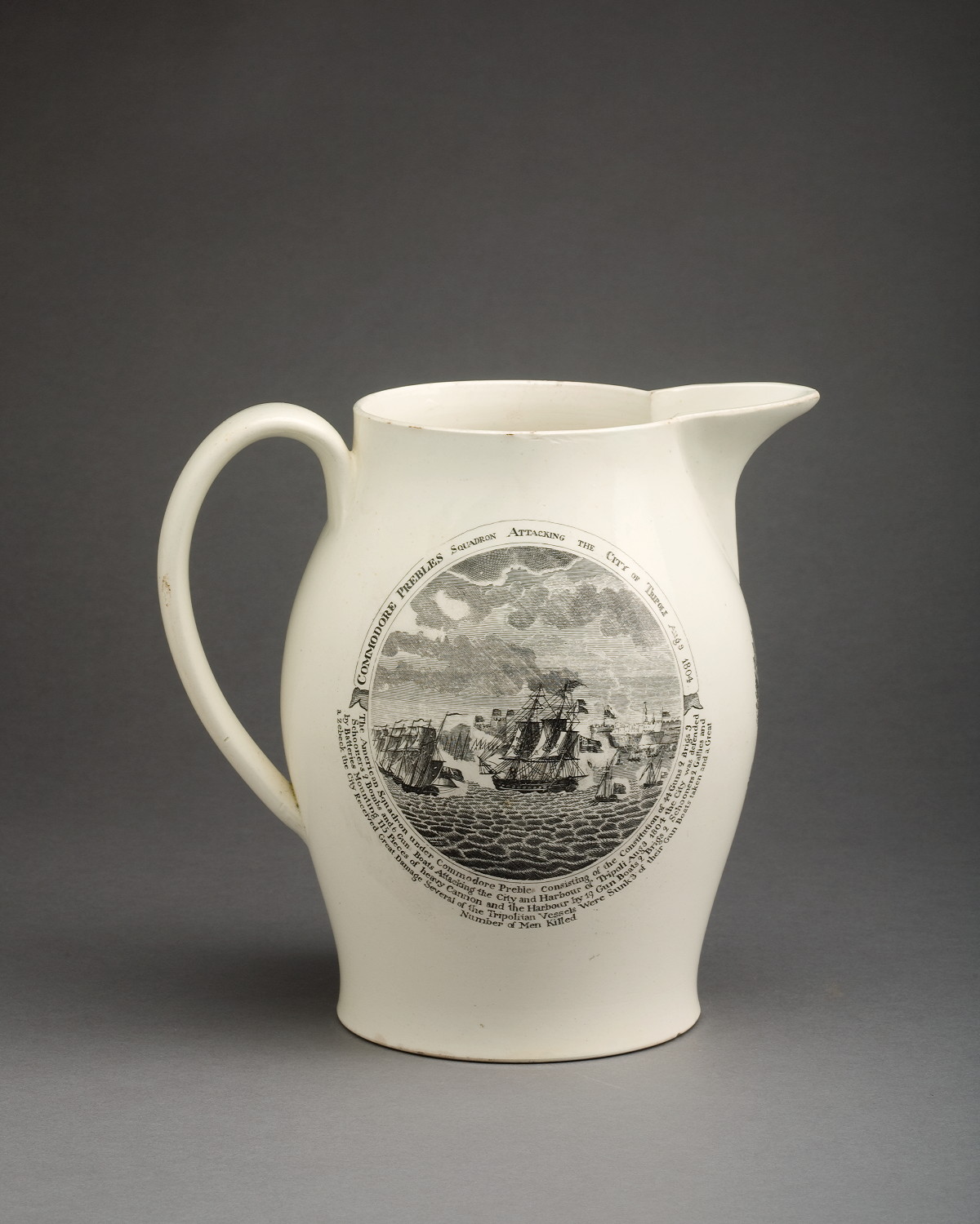 Appraisal: ENGLISH CREAMWARE BLACK TRANSFER-PRINTED JUG HERCULANEUM POTTERY LIVERPOOL CIRCA -