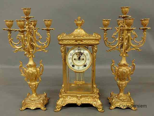 Appraisal: Gilt decorated spelter metal mantel clock by Ansonia with a