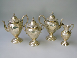 Appraisal: An American silver four piece teaset Philadelphia comprising of a