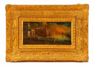 Appraisal: Venetian Canal Scene Oil on Canvas Signed Italian School th