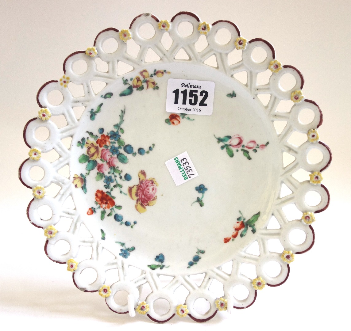 Appraisal: A Derby spectacle' plate circa - painted with flower sprays