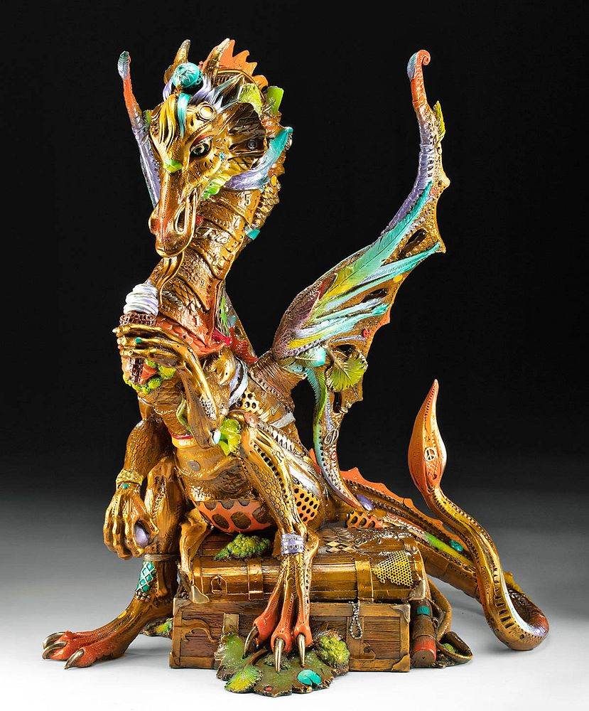 Appraisal: Nano Lopez Bronze Davian Dragon Sculpture Nano Lopez Colombian b