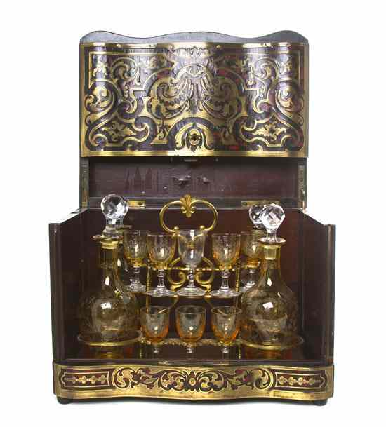 Appraisal: A Boulle Cave a Liqueur having a hinged top front