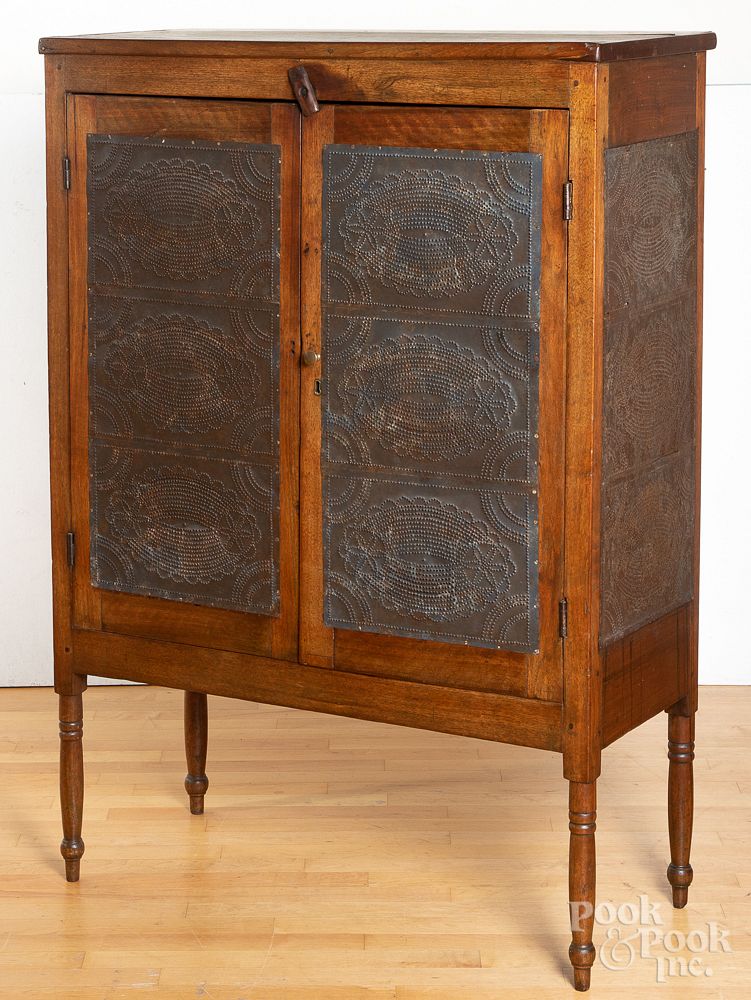 Appraisal: Southern walnut and hard pine pie safe th c Southern