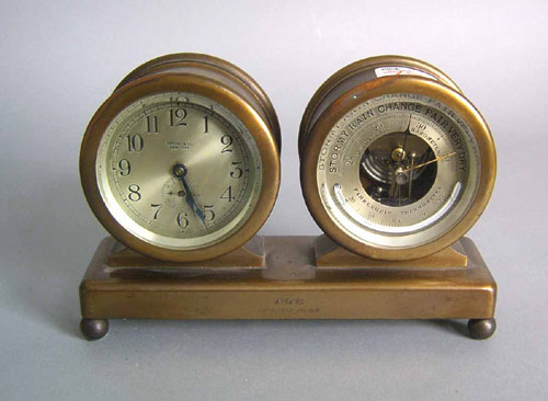 Appraisal: Chelsea brass ship's clock and French barometer dated retailed by