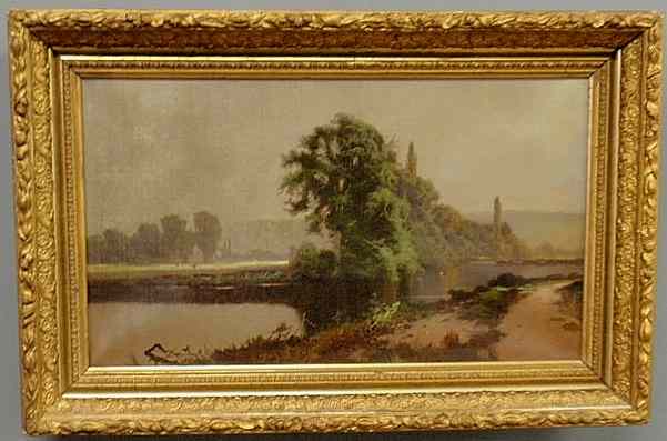 Appraisal: Victorian oil on canvas painting of a river landscape unsigned